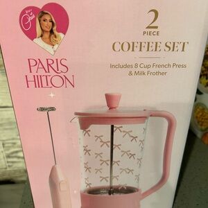 Paris Hilton Pink Coffee Set - French Press & Frother